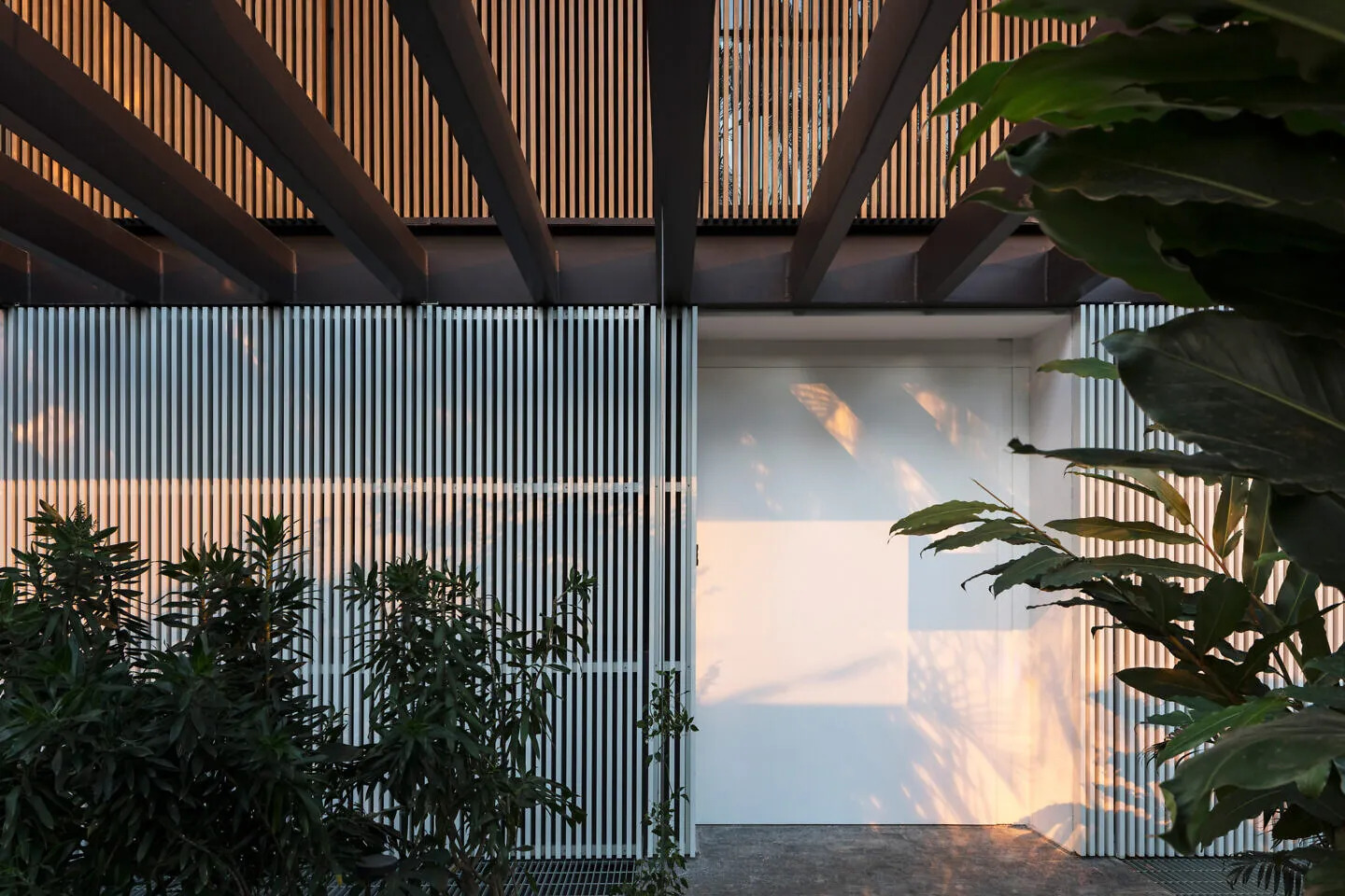 Varanda da Residência Ubá com forro de cumaru, projeto Jacobsen Arquitetura